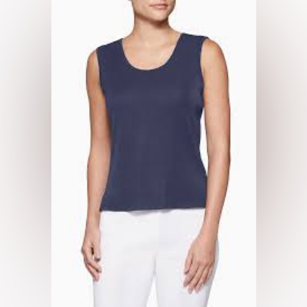 Ming Wang Navy Scoop Neck Knit Tank Top